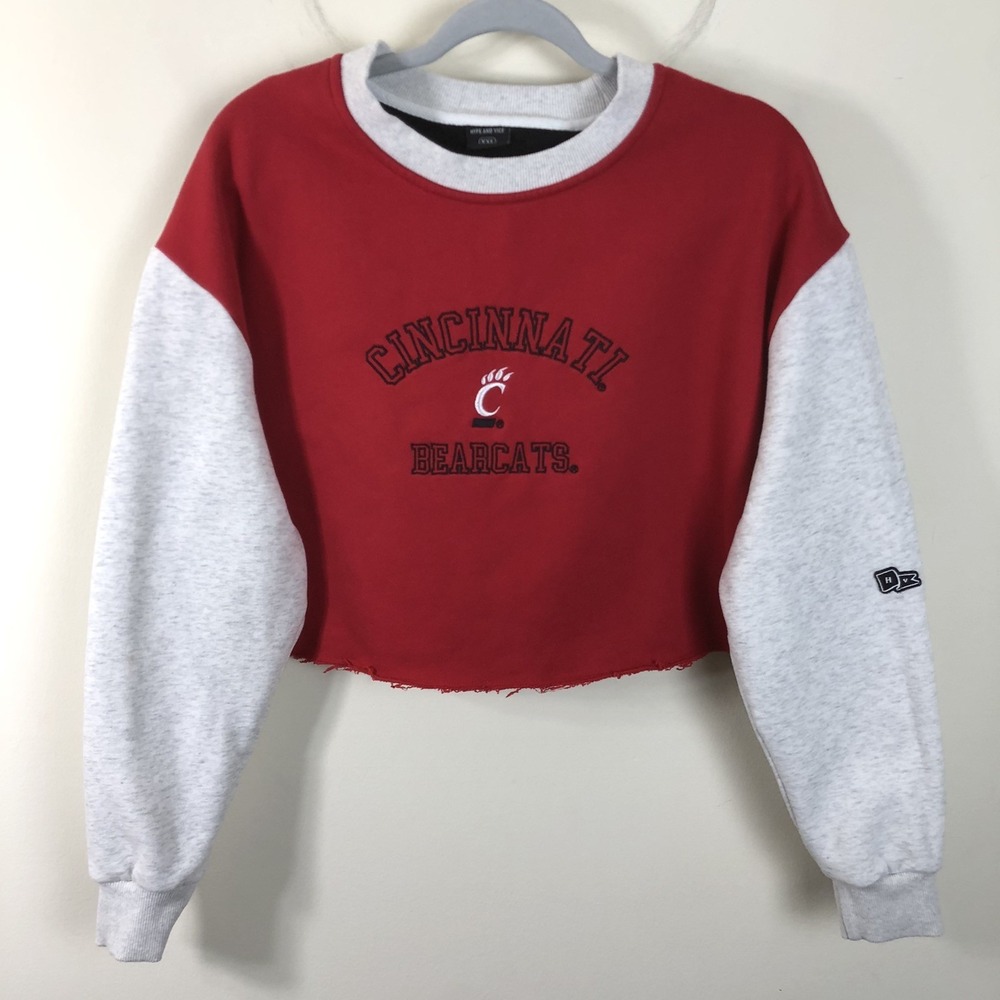 Cincinnati Bearcats Hype & Vice Cropped Sweatshirt Women's Sz 2XL Red Gray NCAA